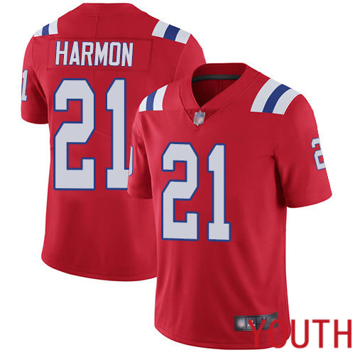 New England Patriots Football #21 Vapor Limited Red Youth Duron Harmon Alternate NFL Jersey->youth nfl jersey->Youth Jersey